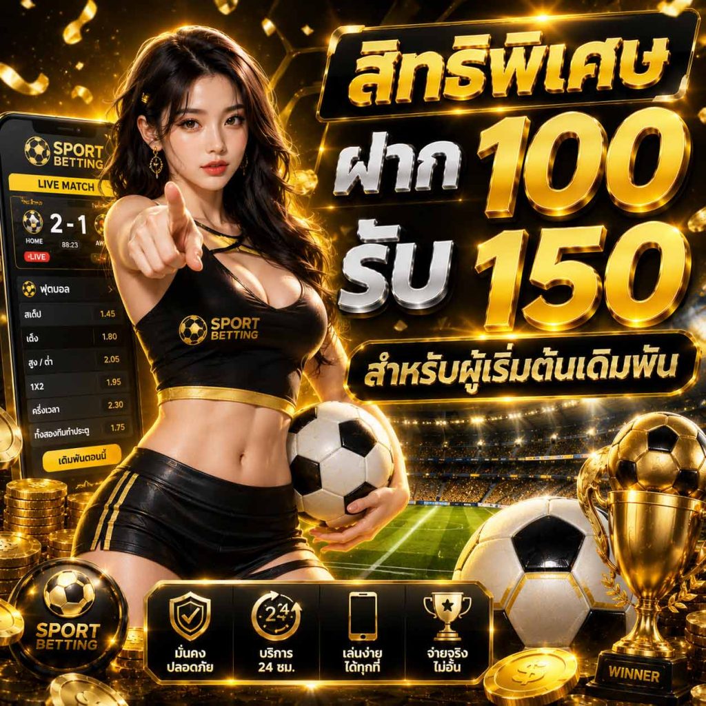 สิทธิพิเศษฝาก 100 รับ 150 สำหรับผู้เริ่มต้นเดิมพัน